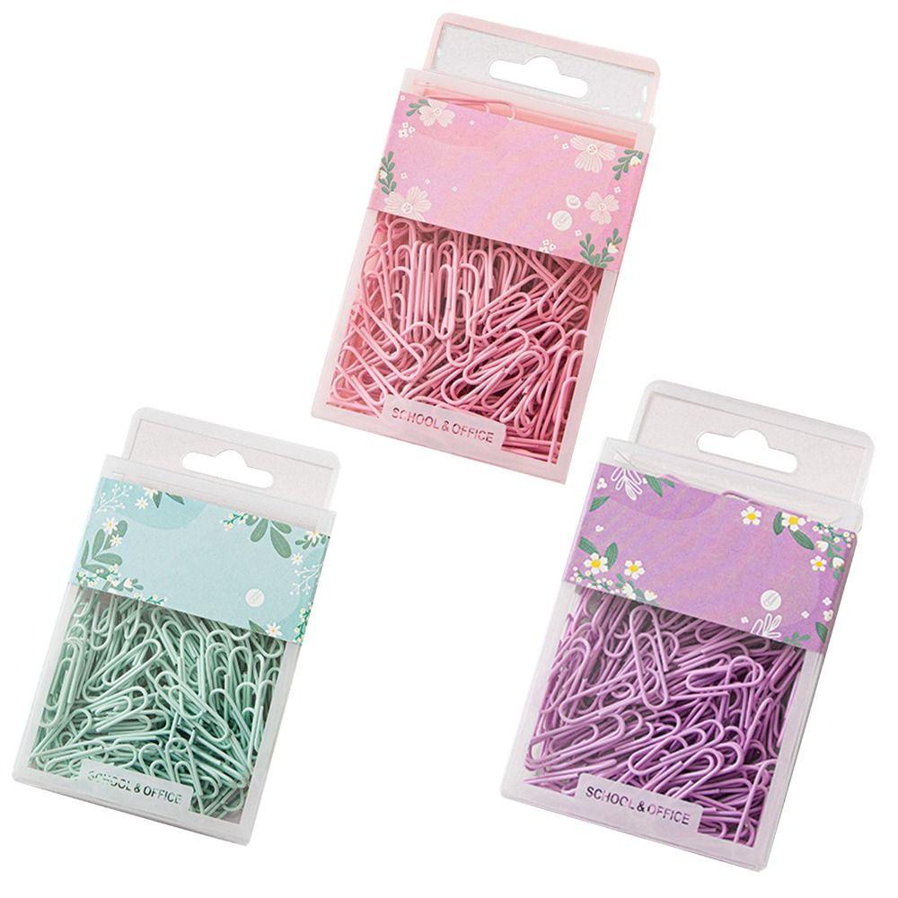 70 Pcs Pink/ Purple/ Green Paper Clips 50mm Length Portable Paper Clips Office Paper Clips Papers