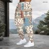 Men Plus Size Red Paisley Printed Drawstring Waist Jogger Pants Side Pockets Cuffed Ankle