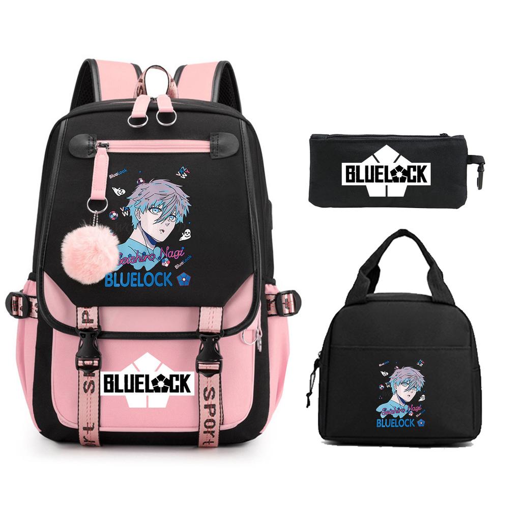 Peripheral Printed Backpack Leisure Student School Bag Pencil Bag Lunch Bag Set