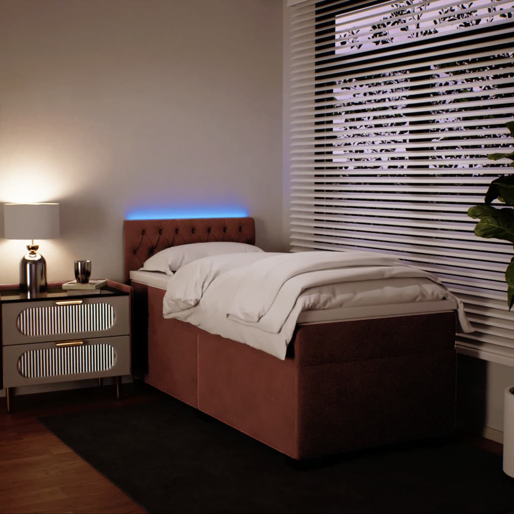 Box Spring Bed with Mattress Pink 100 x 200 cm Velvet
