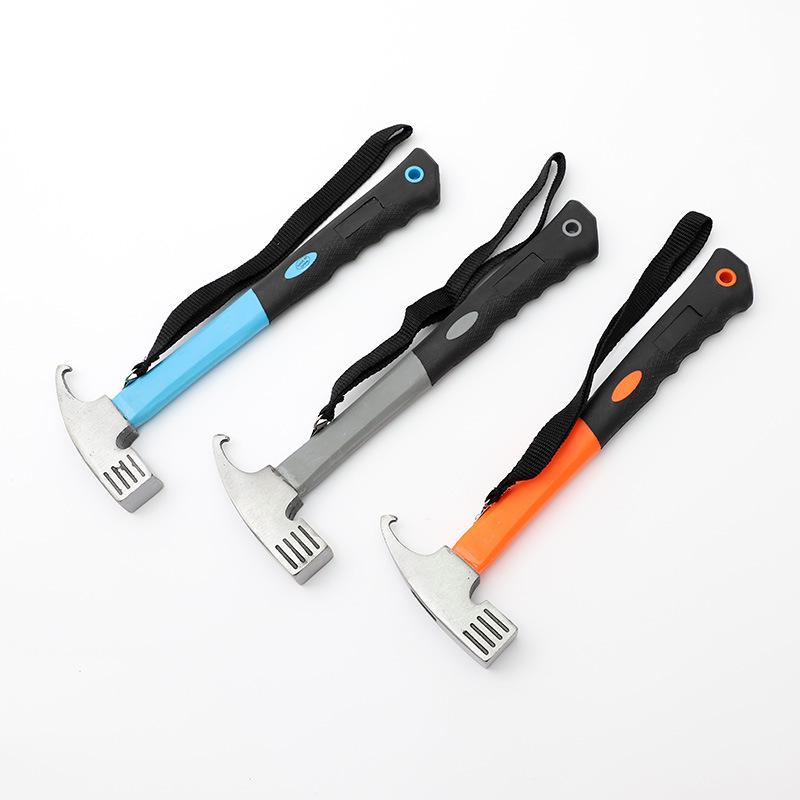 Multifunctional Outdoor Hammer: High-Carbon Steel Camping Tool with Ground Nail Puller