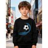 European Sizes Kids' Fashion Round Neck Pullover Sweater, Fall Winter Long Sleeve Top, Cool Soccer Print, Suitable for Daily Casual Wear