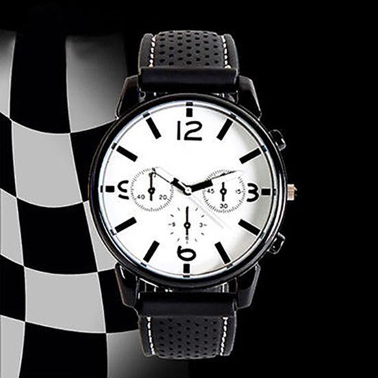 Men Fashion Numeral Dial Silicone Band Sport Analog Quartz Wrist Watch