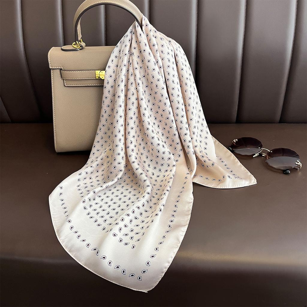 Square Scarf With Imitation Silk Versatile Neck Scarf For Dress Up Your Look, Spring/Summer Women's Soft Stain Bandannas Hijab