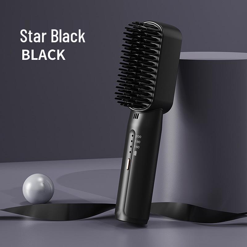 Tragbarer kabelloser Doppelfunktions-Haarkamm: Schonend für das Haar, Glätten oder Locken, Wiederaufladbar für den Gebrauch im Wohnheim