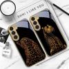 Leopard Background Black For Samsung Galaxy S26 S20 FE S21 S22 S23 Plus S24 Ultra S25Ultra S21+  S22Plus Golden Glass Phone Case