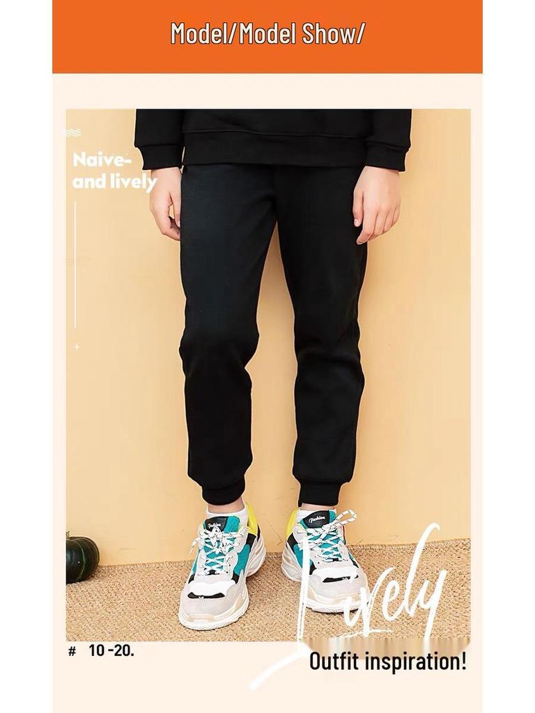 Girls' Fleece-Lined Winter Pants - Warm, Casual Ankle-Cuff Trousers for Autumn and Winter