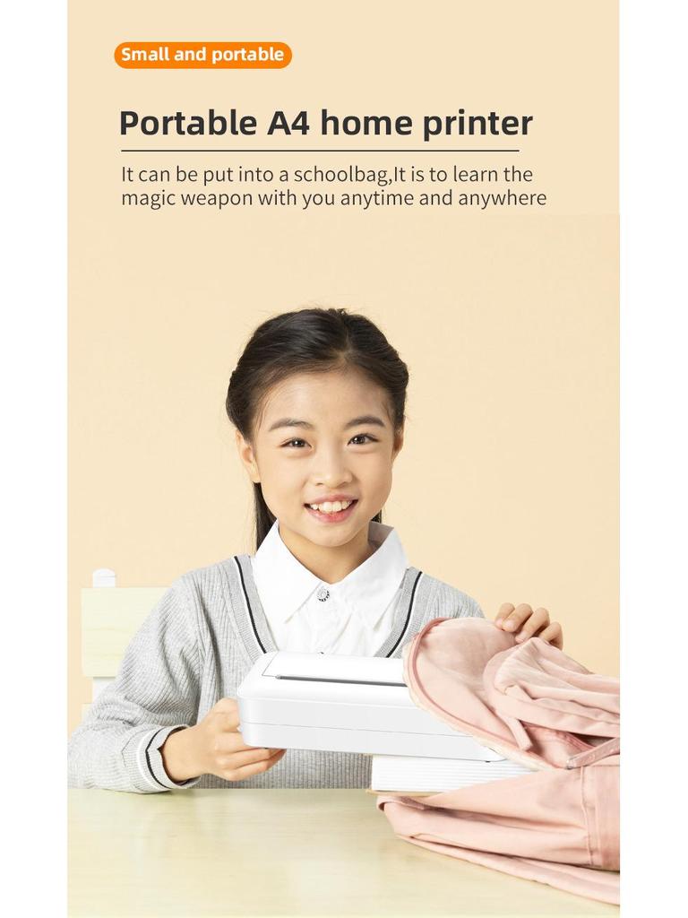 Portable A4 Bluetooth Thermal Printer for Home, Office & Study - Wireless Remote Printing