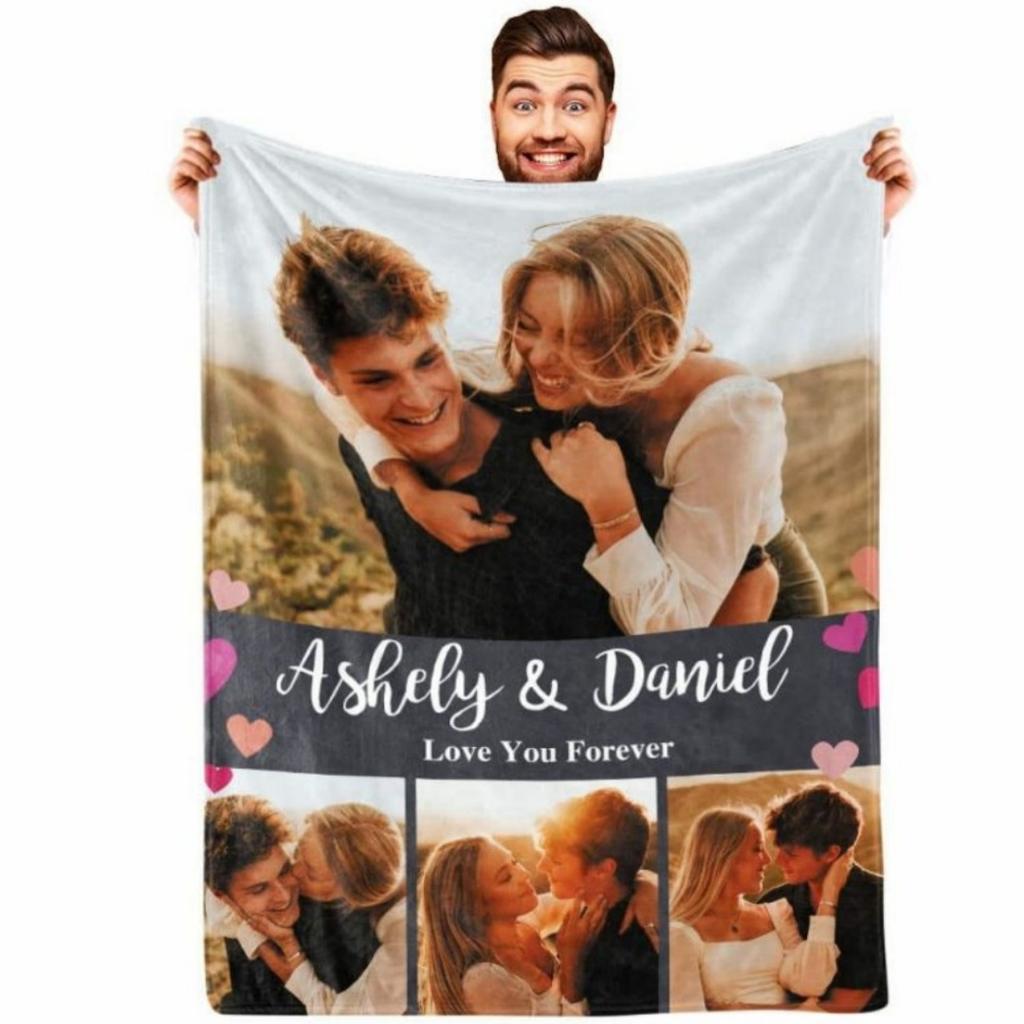 GUOYU Blanket Personalized Blanket Movie Family Picture Custom Soft Flannel Blanket for Home Bedroom Decor Birthday Gift for Sister Mom Dad