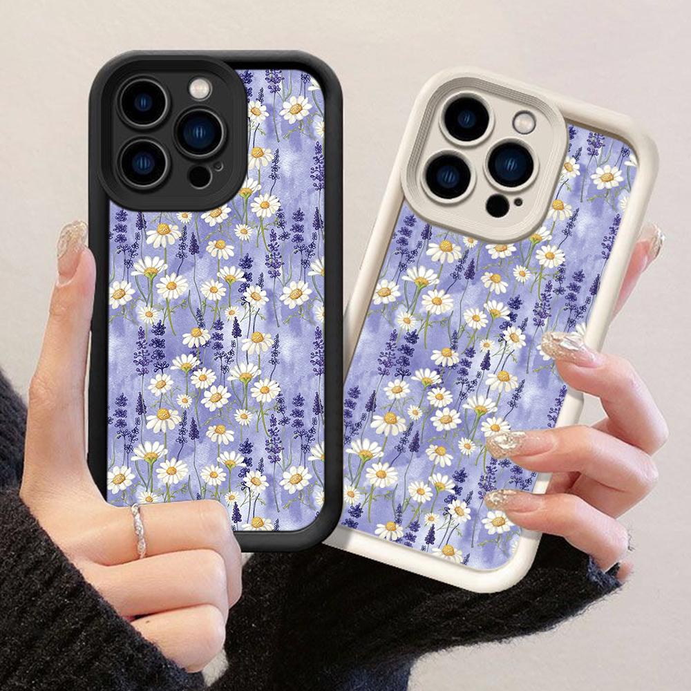 JT99 Blue Daisy for iPhone 17 16 15 14 Pro Max Samsung S26 S25 S24 Ultra A17 A16 A07 A56 A06 Xiaomi 15T Redmi 14C 15c Note 14 13 Soft TPU Case