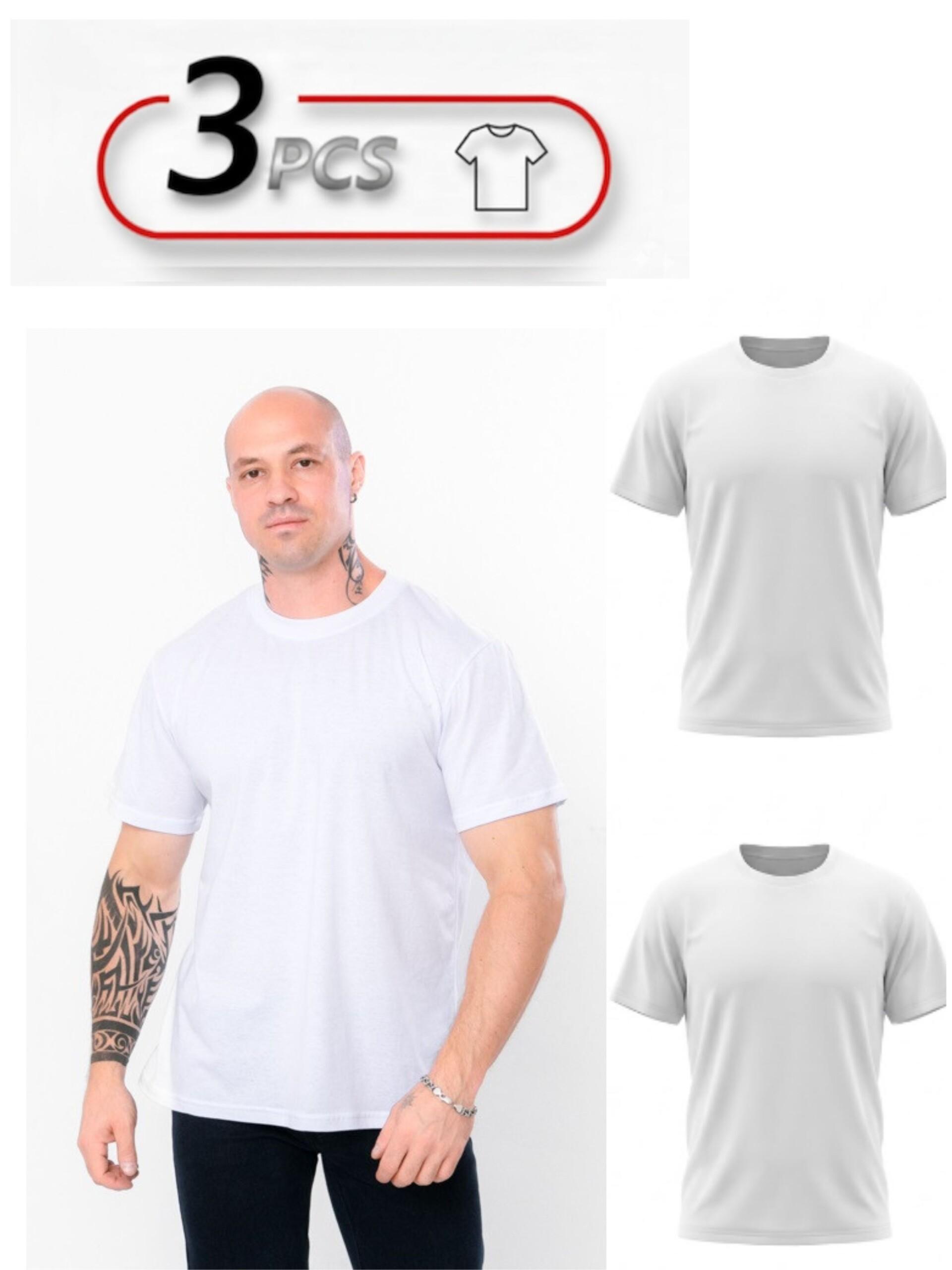 

Men’s Plus Size 3-Pack Basic Solid Color T Shirts, Summer 8012K-pak3 HC 7XL білий