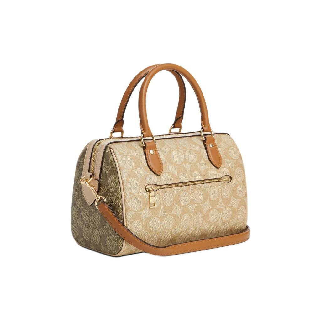 Coach Rowan 25 Logo Zipper Closure Coated Canvas Shoulder Crossbody Tote Bag Medium Women handbags Light-Khaki CS185-IMWQ4