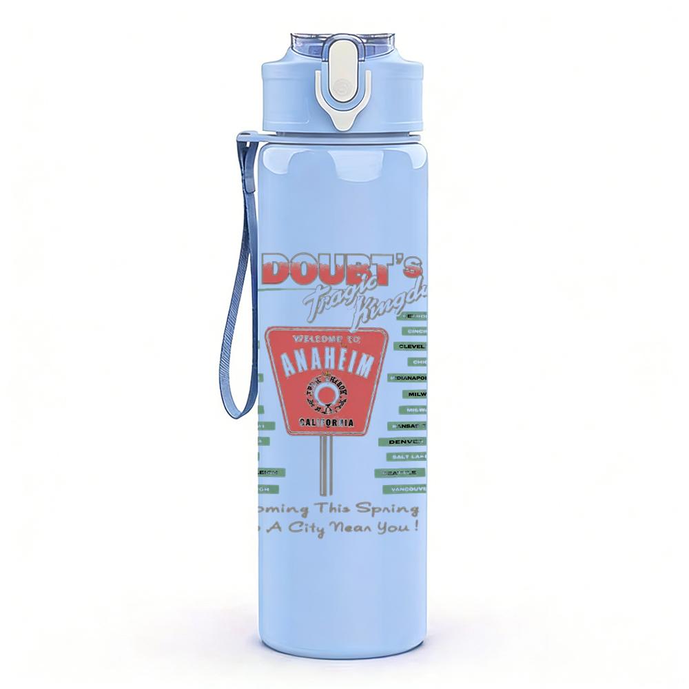 1PC Light grey faded blank textured print 750ml colorful plastic sports water bottle leakproof pop up lid with straw for outdoor work home use