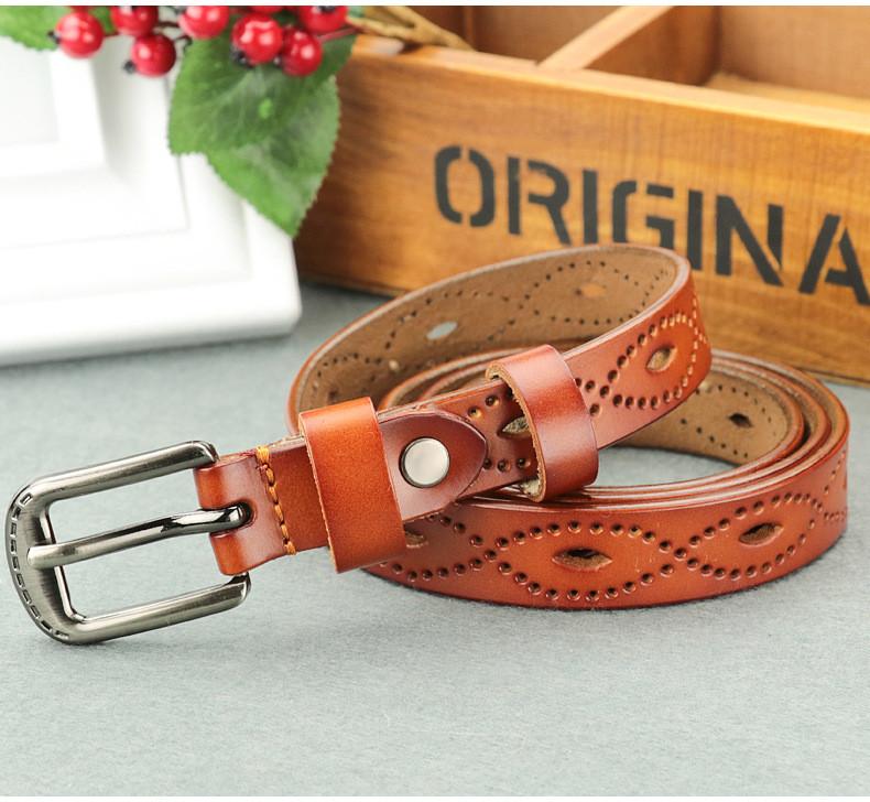 Leaf Genuine Graphic Leather Women Waist Belt Retro Pin Closure Daily Decoration