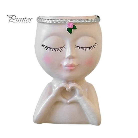

Цветочный горшок в виде лица в стиле Love Girl Head Plant Pot Small Lady Face Planter для суккулентных комнатных и уличных растений, центральный элемент рабочего стола для гостиной бежевый