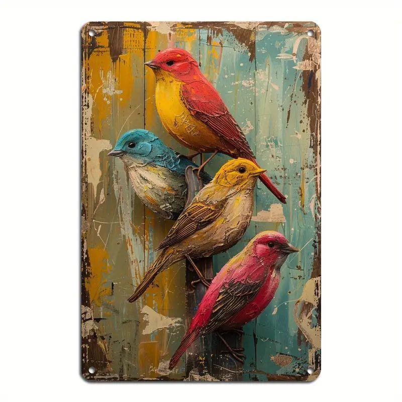 Metal Tin Poster Pastoral Birds Metal Tin Signs Posters Plate Wall Decor for Bars Restaurant Cafe Clubs Retro Posters Plaque
