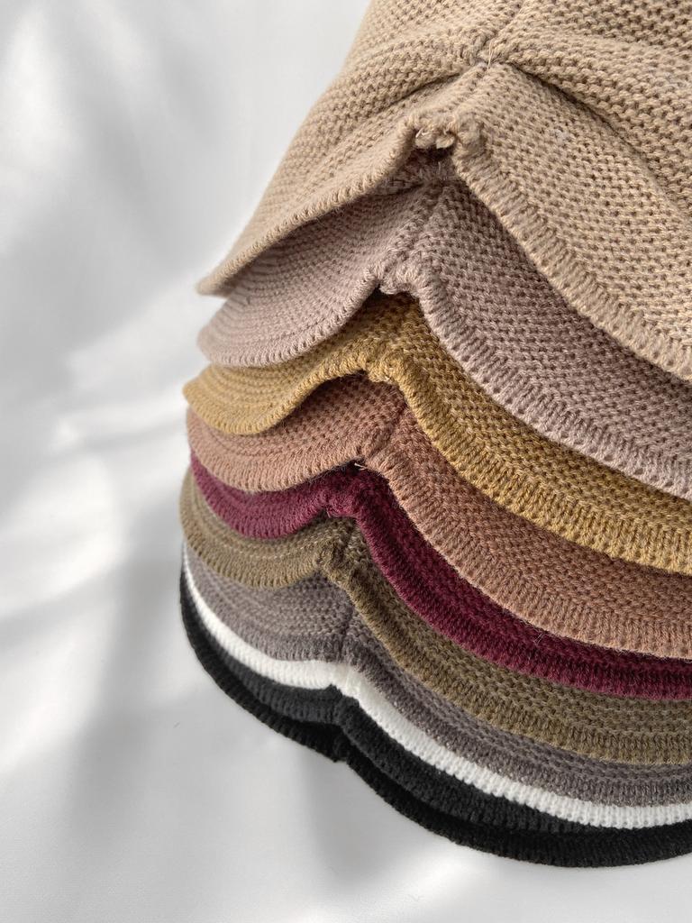 Women's Unisex Wool Knit Point Bucket Hat Beanie