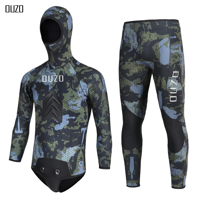 7MM Camouflage Two-Piece Wetsuit: Cold-Proof, Thickened Freediving & Fishing Gear