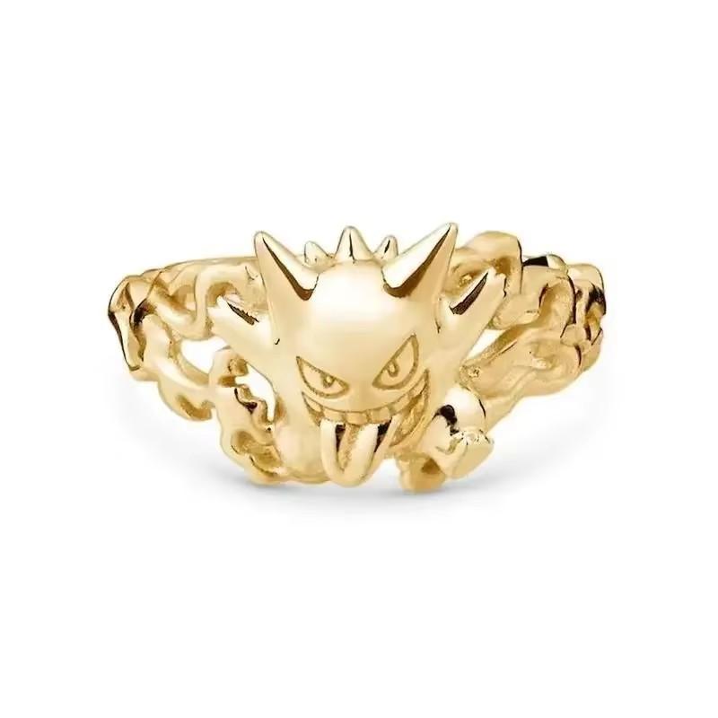 Pokemon Dratini Couple Ring S925 Silver Anime Peripheral Opening Adjustable Cartoon Accessories Fashion Gift