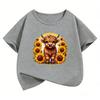 Fashion Cow with Flower Design TShirt Printed T Shirt Girls Summer Clothes Short Sleeve Tops TShirts Cute Boys Clothing