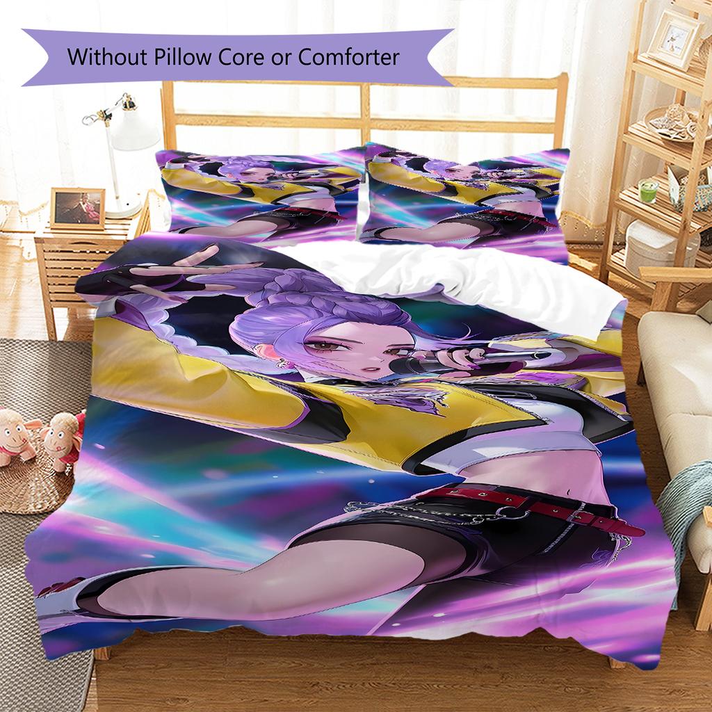 Biancheria da letto con motivo Demon Hunters Kpop, Set piumone Copripiumino Federa Regalo di Compleanno per la Casa (1 * copripiumino + 2 * federa, senza nucleo)