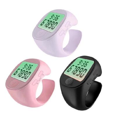 Convenient Electronic Finger Counter 5 Digit Rings with Timekeeping Function for Religious Observances and Praying
