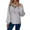 Pull Femme Automne/Hiver 2024 à Col en Dentelle Côtelée et Manches Raglan