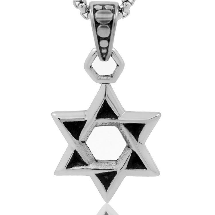 Retro European Gothic Star Pendant: Men s Tibetan-Style Titanium Steel Six-Pointed Star QD1033 стали/одного кулона