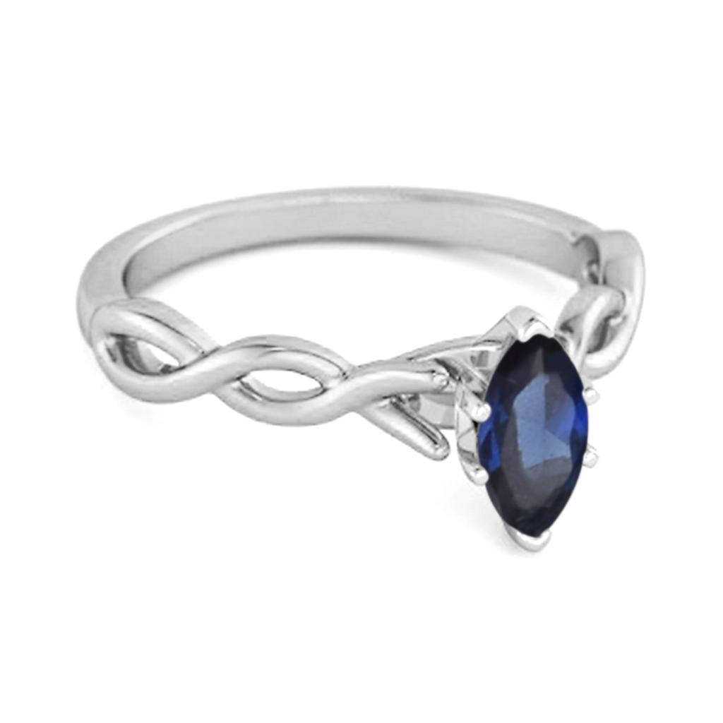 Blue Sapphire Marquise Ring - 925  Sterling Silver