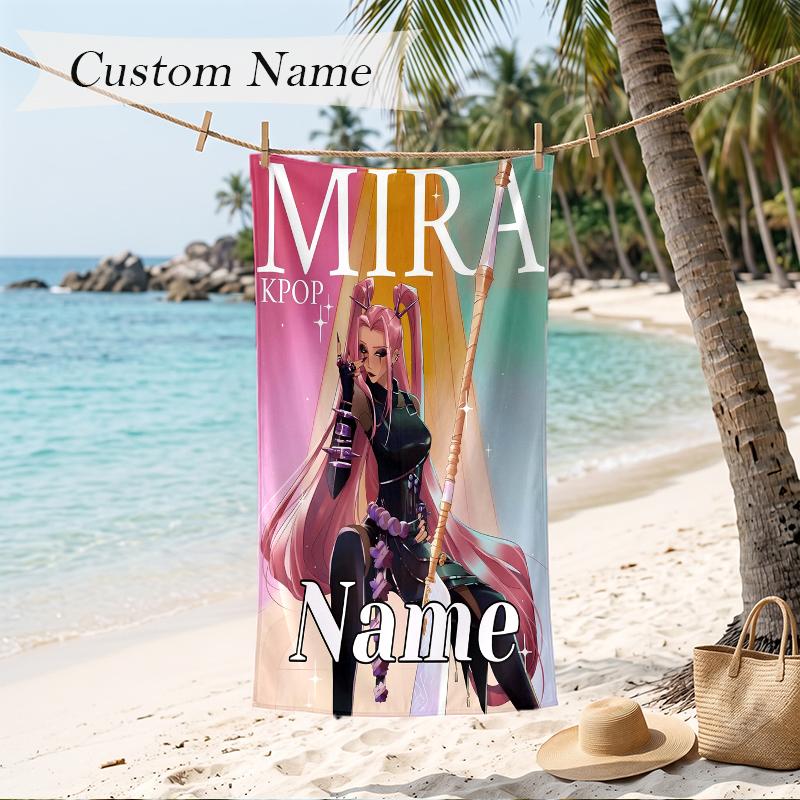 mira Custom Name Printed Beach Towel Personalized Soft Towel For Swimming Beach Travel