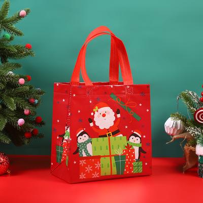 StoBag Christmas Reusable Non Woven Tote Bags with Handles for Holiday Party Favors Gift Wrapping Seasonal Shopping Packaging