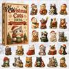 Cute Cat Collection Christmas Advent Calendar, 24 Day Countdown with Ornaments, Calendar for Girls 2D Acrylic Kitty Holiday Decorations, Gift