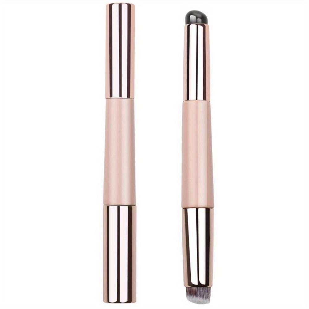 Silicone Lip Brush Portable Concealer Foundation Brush Double Head Smudge 2-in-1 Soft with Cap Round Head Makeup Brush