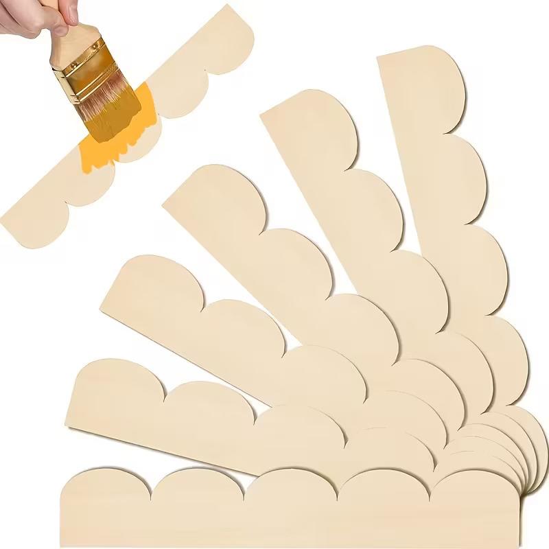 6/12pcs Fan-Shaped Decorative Wooden Strips Unfinished Wooden Frame For DIY Home Decor, Cabinet, Window Frames, Party Decoration
