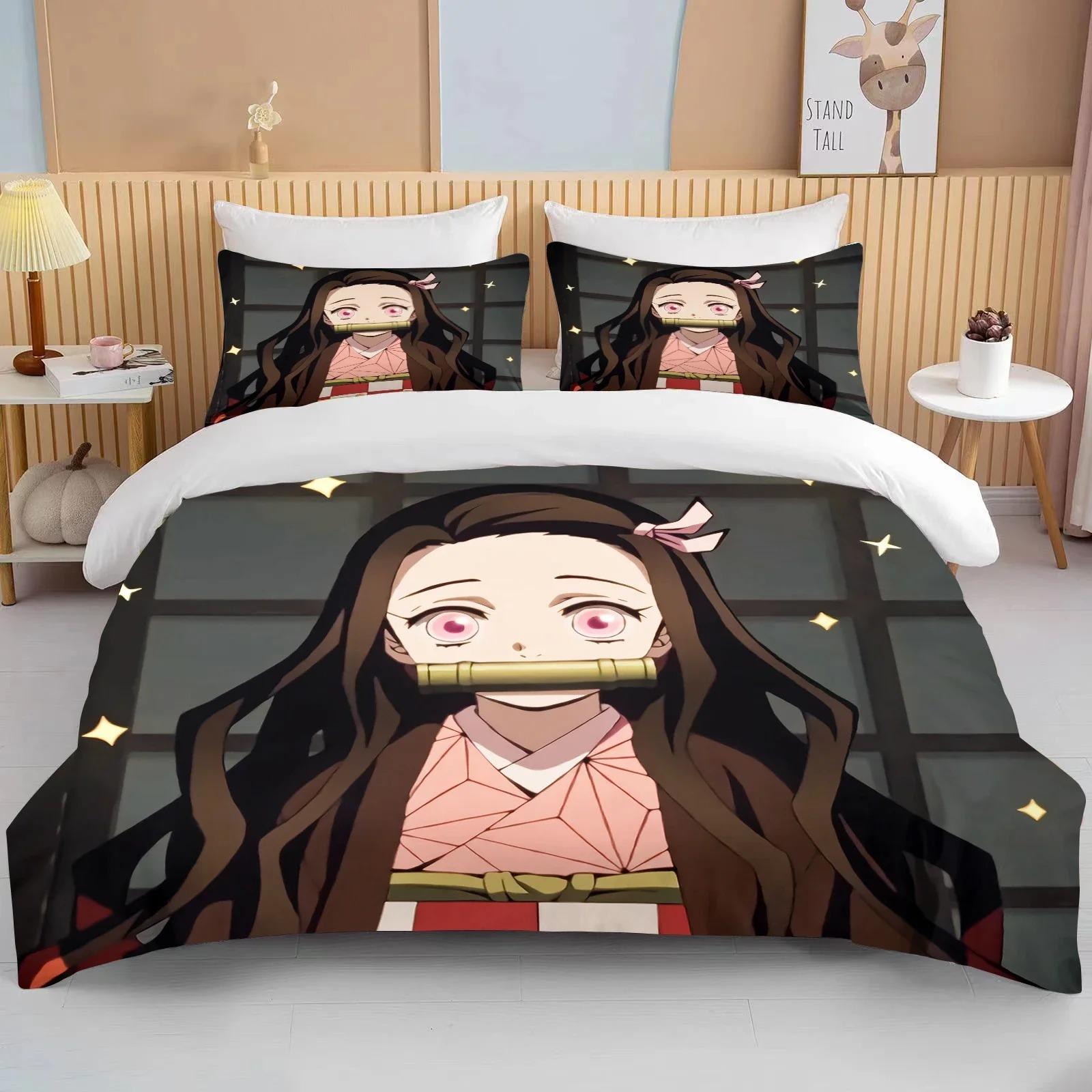 

Nezuko Kamado Bedding Set Anime Demon Slayer Duvet Cover Comforter Bed Linen Single Twin Full Queen Size 3d Kids Girl Boys Gift Tool 70x133cm 2pcs