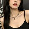 Goth Punk Rivet Tassel Pendant Choker Necklace for Men Women Sliver Color Stainless Steel Chain Collar Y2K Hip Hop Party Jewelry