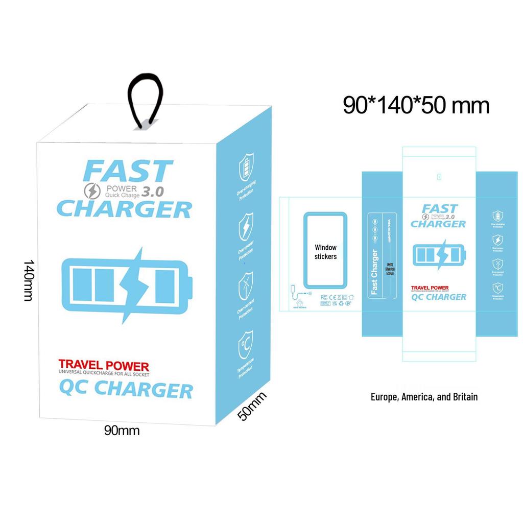LED Light-up Dual Port Fast Charger 20W PD + 4A QC3.0 (US/EU/UK)