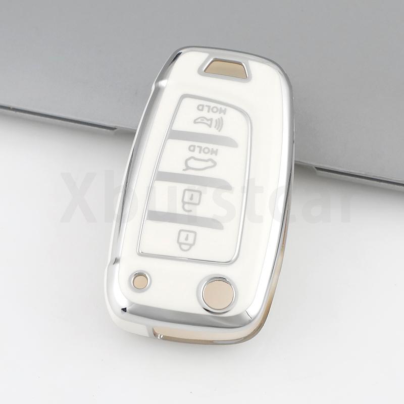 4 Buttons Tpu Car Flip Key Case Cover For Hyundai Santa Fe Tucson Verna Celesta Accent Elantra Solaris I30 I35 I40 Ix35 Sonata