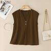 ZANZEA Women Casual V-Neck Summer Sleeveless Tank Tops