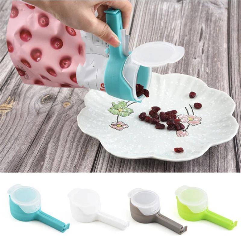 2Pcs Bag Clips For Food Storage With Pour Spouts Kitchen Chip Bag Clips Plastic Cap Sealer Clip For Kitchen Storage