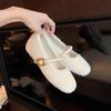Wool Version~ Leather Ballet Style One-word Belt Inner Height Increase Mao Mao Mary Jane Single Shoes Women
