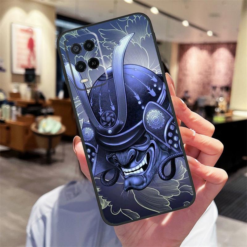 Samurai Mask Warrior Helmet Case For Oppo A17 A77 A80 A40 A60 A98 A78 A18 A38 A58 A16 A76 A96 A74 A94 A54 A57S A15 Cover