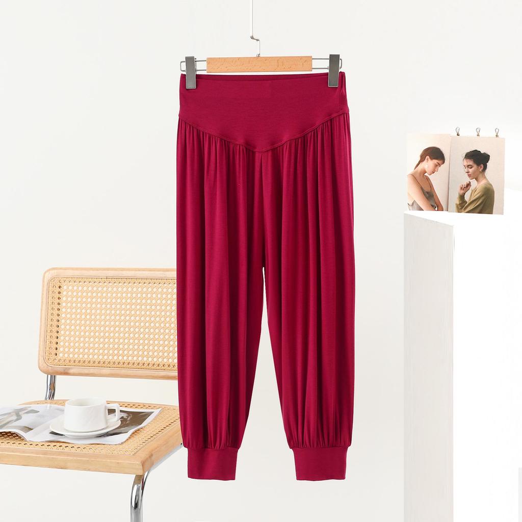 Pantalones Harem de Modal para Mujer Primavera - Cintura Alta, Corte Holgado, Color Sólido, Pantalones de Yoga y Danza