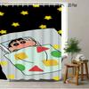 Crayon Shin-Chan All Characters Big Group Photo Scene 2D Print Waterproof Shower Curtain, Vibrant Blue Sky With Full Cast Bathro
