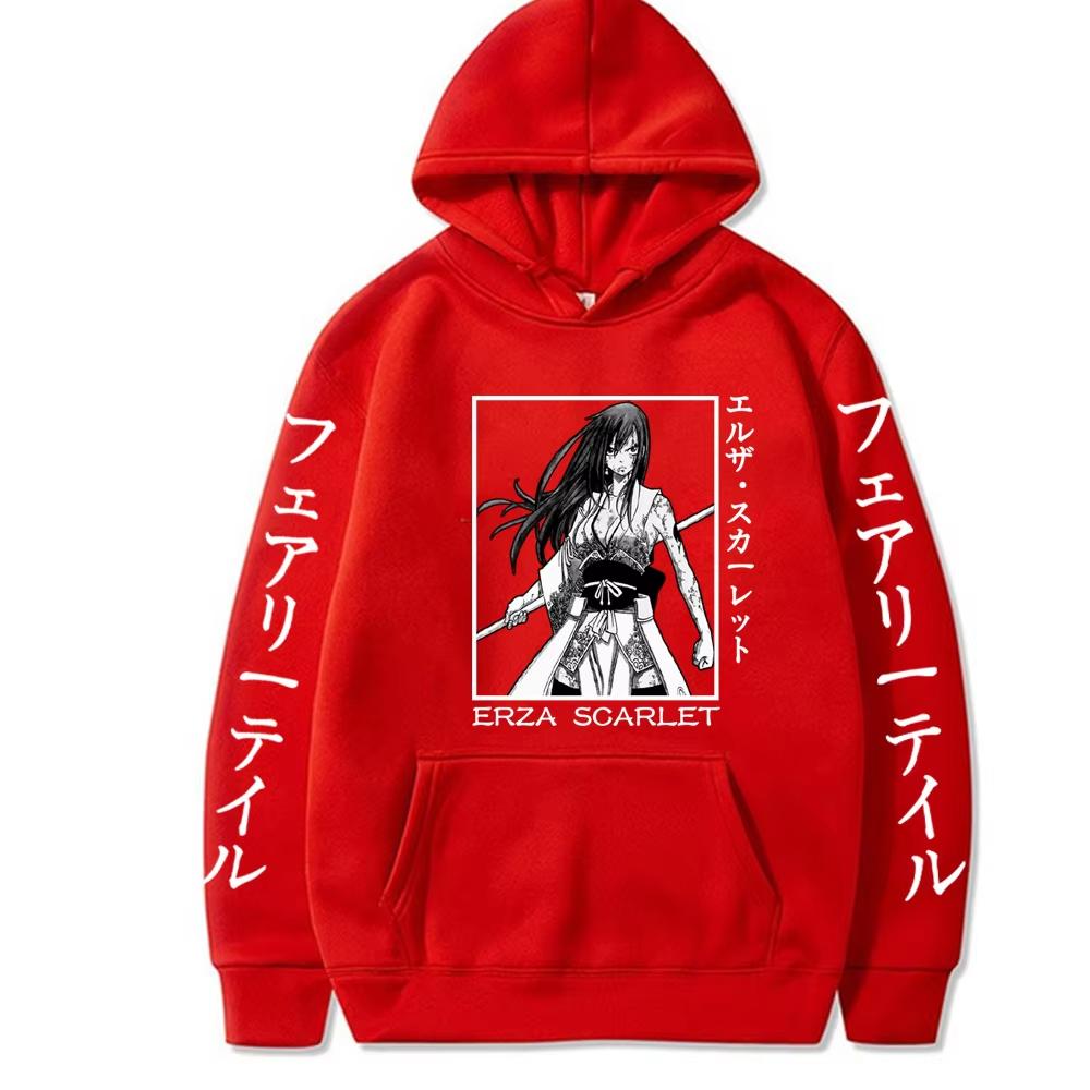 

Hot Anime Fairy Tail Print Erza Scarlet Printed Hooded Men Women Trendy Hoodies Plus Size Sweatshirts Harajuku Male Streetwear S