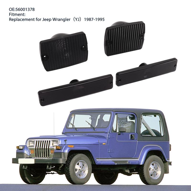 4PC Car Side Marker Light and Turn Signal Light Lens Housings Without Bulb 56001378 Replacement for Jeep Wrangler YJ 1987-1995