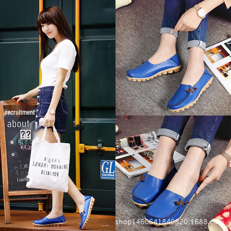 Plus Size Genuine Leather Low-Top Loafers for Women