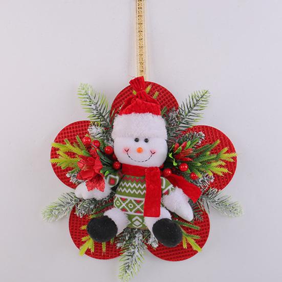 Christmas Plush Doll Door Hanging Decoration Cute Snowman/Santa Claus Wreath for Wall Front Door