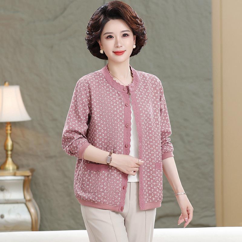 

Floral Print Long Sleeve Jacket for Mid-Aged Women - Spring & Autumn Wear 2XL (53-60 kg) рожевий