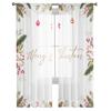 Christmas Leaf Berry Ball Flower Tulle Curtains Kitchen Door Curtain Chiffon Sheer Voile Christmas Curtains For Living Room